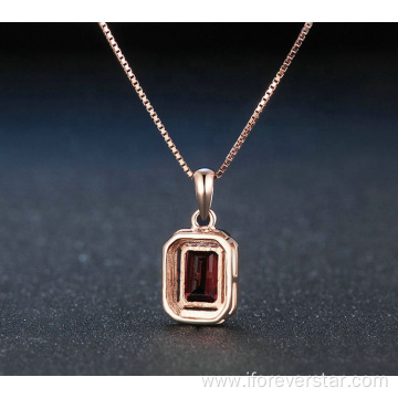 925 Sterling Silver Rose Gold Ruby Necklace Pendant